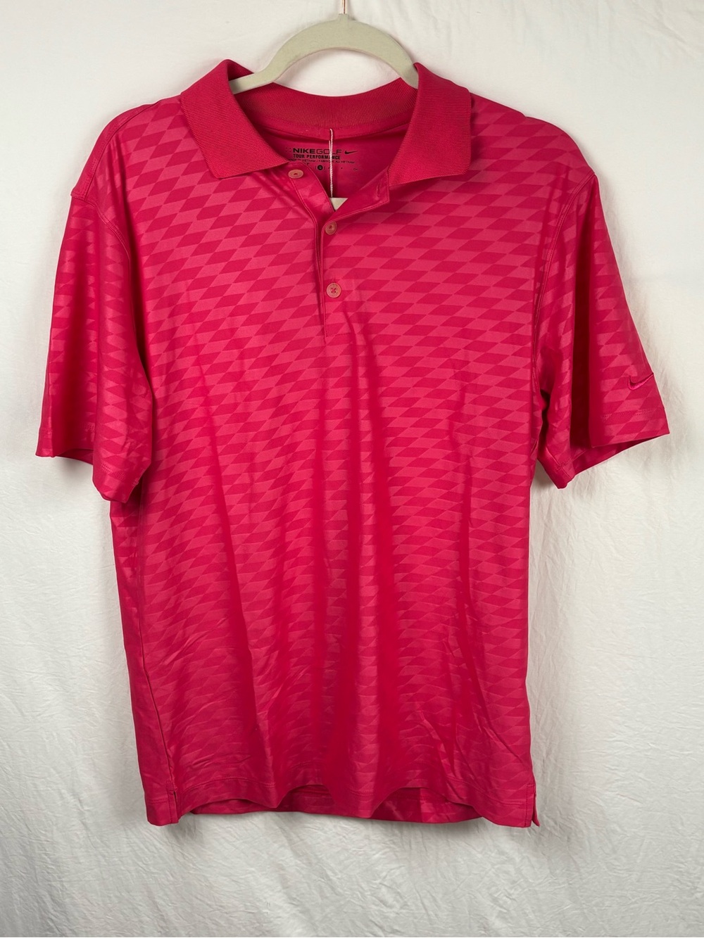 NWT Nike Men’s Golf small Pink Geometric-Print Golf Polo